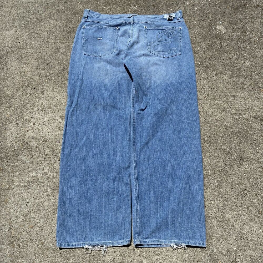 VTG Enyce Jeans Mens 40x32 Blue Baggy Embroidered Wide Leg Hip Hop Skater Y2K